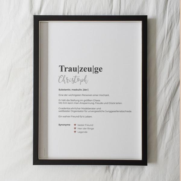 Definitionsposter "Trauzeuge 1" | Geschenkidee | Personalisiert  | individuelles Bild | Wörterbuch
